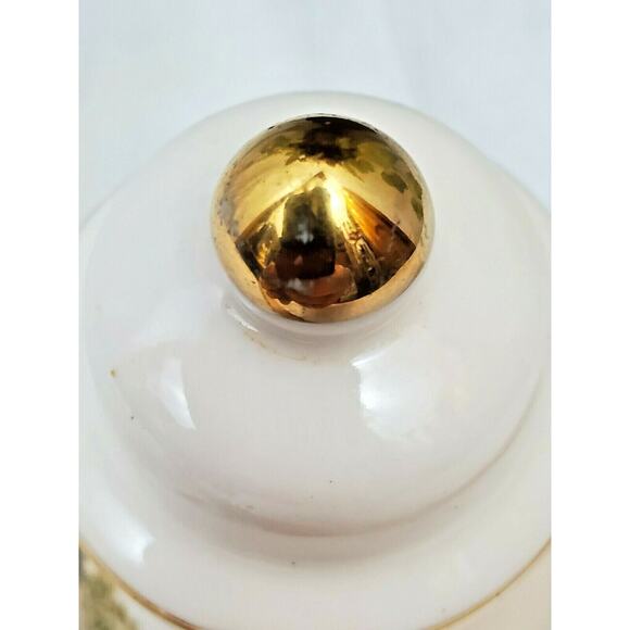 Vintage OMC Otagiri Japan Mini Urn Vase Peacock Bamboo Garden Gold Ginger Jar - Picture 9 of 9